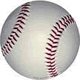 A standard white baseball with red stitching is shown against a plain background.