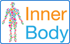 Colorful human silhouette made of dots next to the words "Inner Body" in orange and blue text on a white background.
