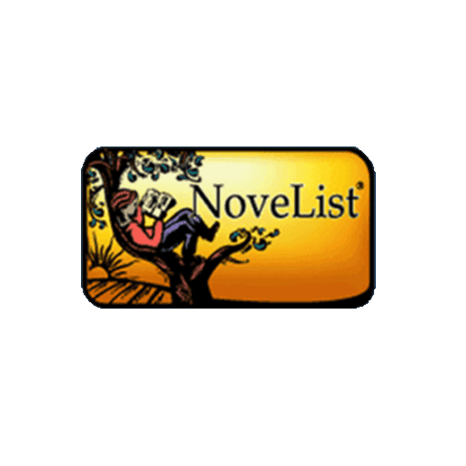 A person sits and reads a book while leaning against a tree, next to the word "NoveList" on a yellow background.