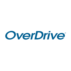 OverDrive logo featuring the word "OverDrive" in blue text on a light blue background.