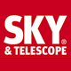 The logo for Sky & Telescope magazine features bold white text on a red background.