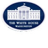 Blue and white oval logo featuring an illustration of the White House with the text “The White House Washington” below the building.
